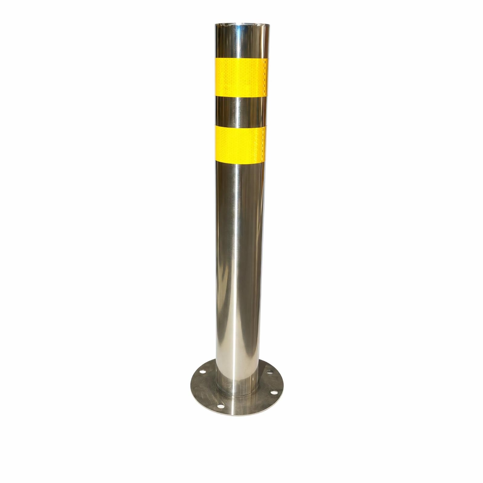 Milageto Borne de Sécurité Routière Poteau Balise Bollard Potelet en Acier Inoxydable Robuste Signalisation Réfléchissante Jaune pour Faible Luminosité, 76-600-1.0mm, Fixed