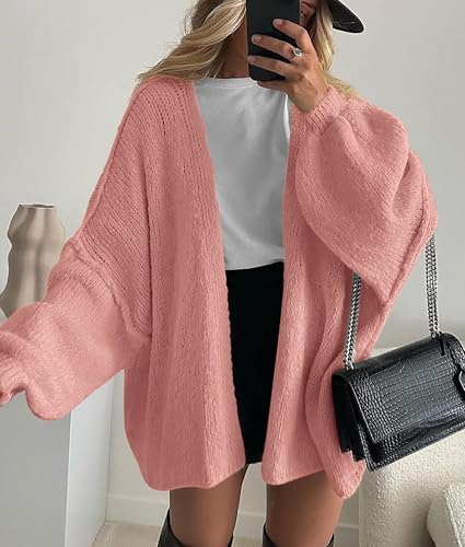 Image of PRETTYGARDEN Womens Oversized Cardigan Sweaters 2026 Fall Long Lantern Sleeve Knit Open Front Lightweight Sweater