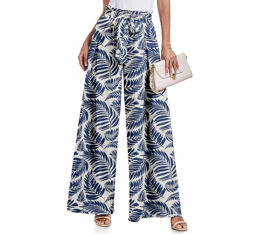 Lepunuo Wide Leg Pants for Women Floral Casual High...