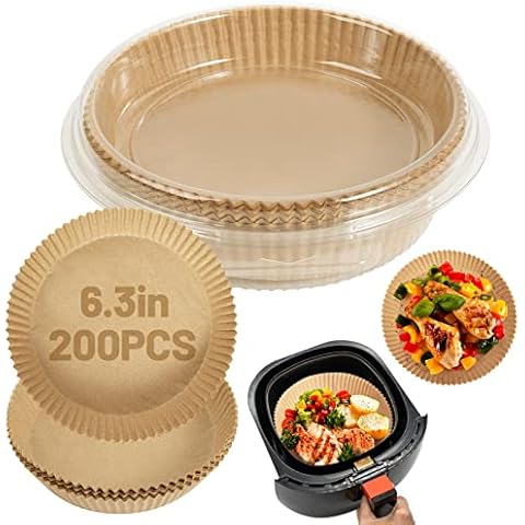200Pcs Disposable Liners for Air Fryer - 6.3" Non-stick Air Fryers Cookers Liners Fits 2 to 4.9Qt, Food Grade Parchment for Air Fryer Oven Microwave, Oil-proof Water-proof Baking Paper Cover