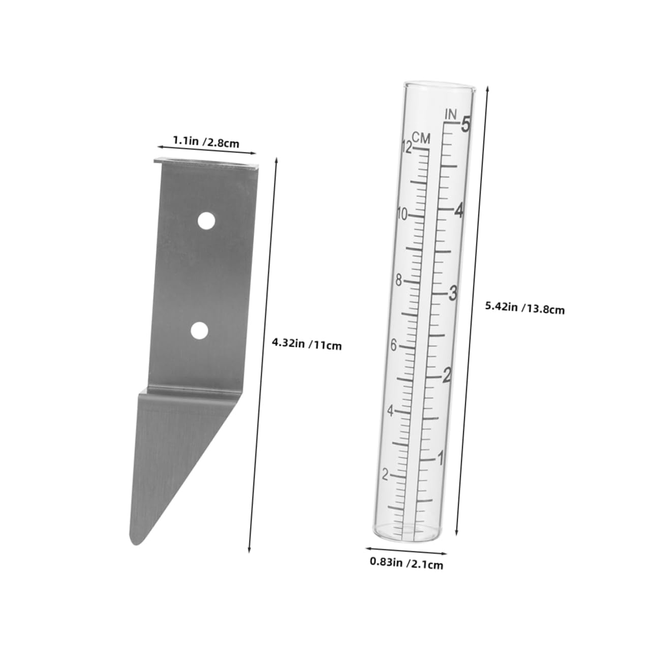 CIYODO 2 Pack Rain Gauge Bracket for Outdoor Use Stainless Steel Rain Gauge for Garden Patio Deck with Replacement Tube