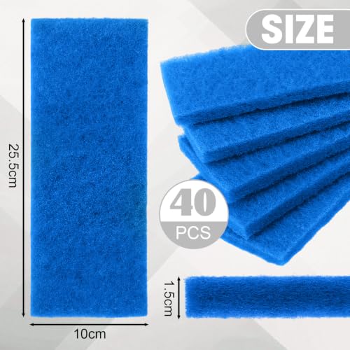 Image of Eccliy 40 Pcs Non Scratch Scrubbing Pad Reusable Kitchen Dish Scrubber Scouring Sponge Pads Multi Purpose for Kitchen Household Cleaning Supplies, 10 x 4 Inch (Blue)