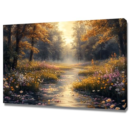 Poster animal mignon et jolies fleurs - Tableau moderne 40x60cm encadré vert