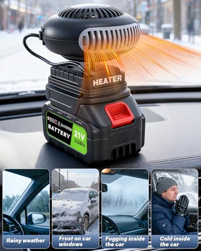 Battery Operated Heater Cordless, Portable Heater Car Window Defroster with Two 3000mAh Rechargeable Battery Powered Heaters with Anti Tilt Design for Cars/Camping/Indoors(60 Minutes Life) - Image 8