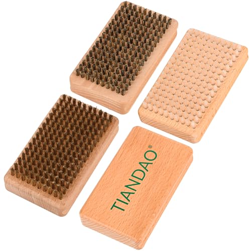TIANDAO Ski Snowboard Wax Brush Pro Tuning Tool with Nylon Horsehair Brass Options for Wax Removal Base Cleaning and Polishing