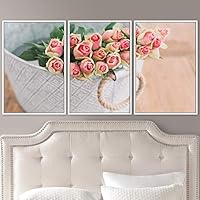 3 Piece Framed Canvas Wall Art Pink Blossom Canvas Prints Home Artwork Decoration for Living Room,Bedroom - 16