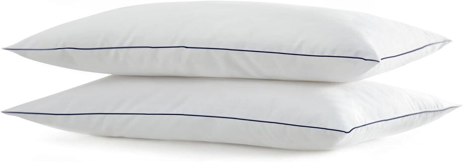 SILUI Flat Soft Thin Pillows Standard Size Set of 2 Pack Bed Pillow with Down Alternative Fill for Side Back Stomach Sleepers, 20x26 Inches, White