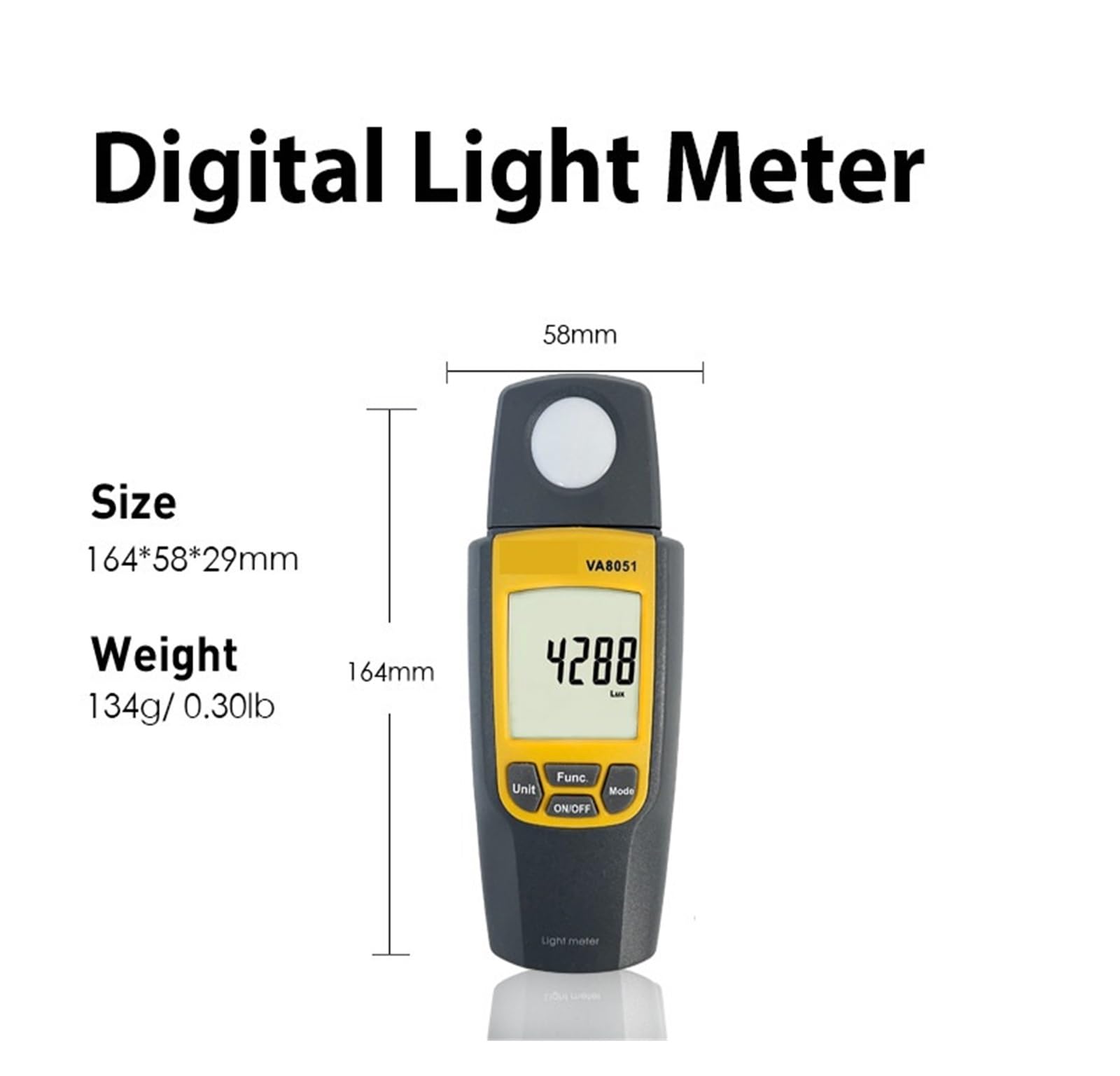 Espectrofotómetro, Medidor De Luz Iluminancia Digital VA8051, Luxómetro Con Sensor Giratorio 270 ° For Plantas, Probador Luces LED For Interiores Y Exteriores