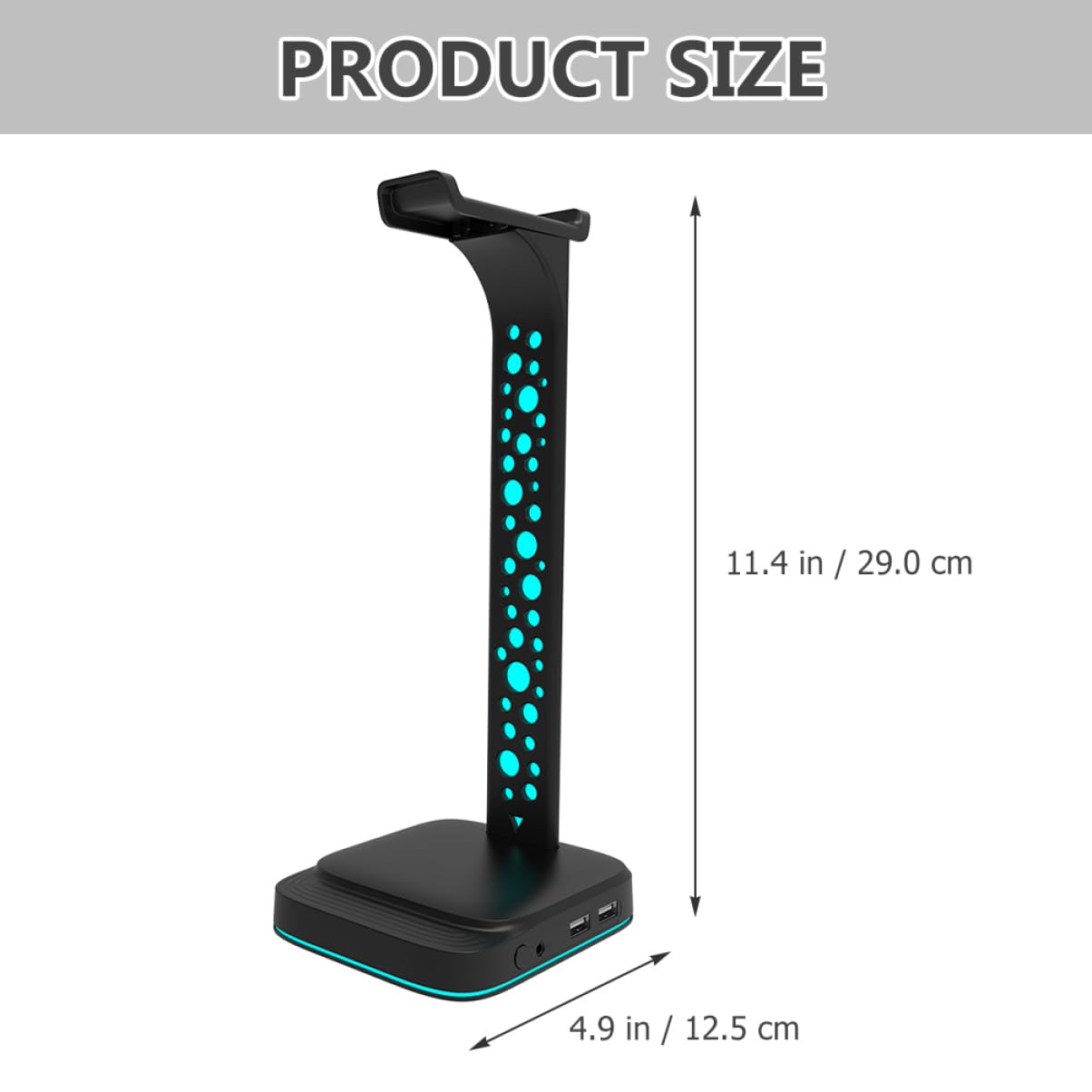 Mikinona Soporte para Auriculares para Escritorio con Luces RGB Ajustables y Concentrador USB, Diseño ABS Compacto para Gaming y Oficina