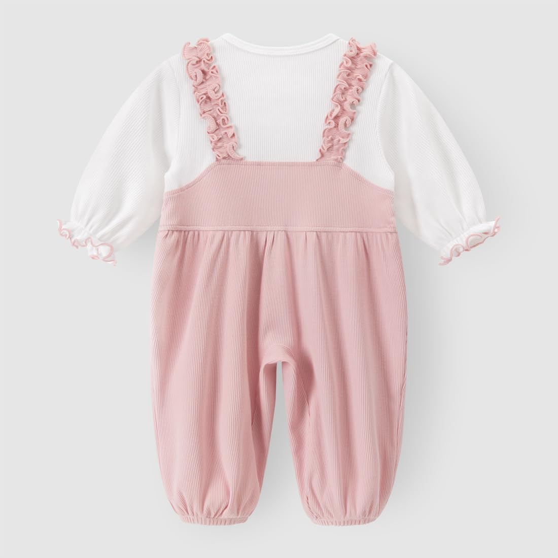 Tutine per Neonati in Cotone con Bottoncini Vestiti per Bambini Manica Lunga Jumpsuit con Volant per Bambini Neonata 0-18 Mesi