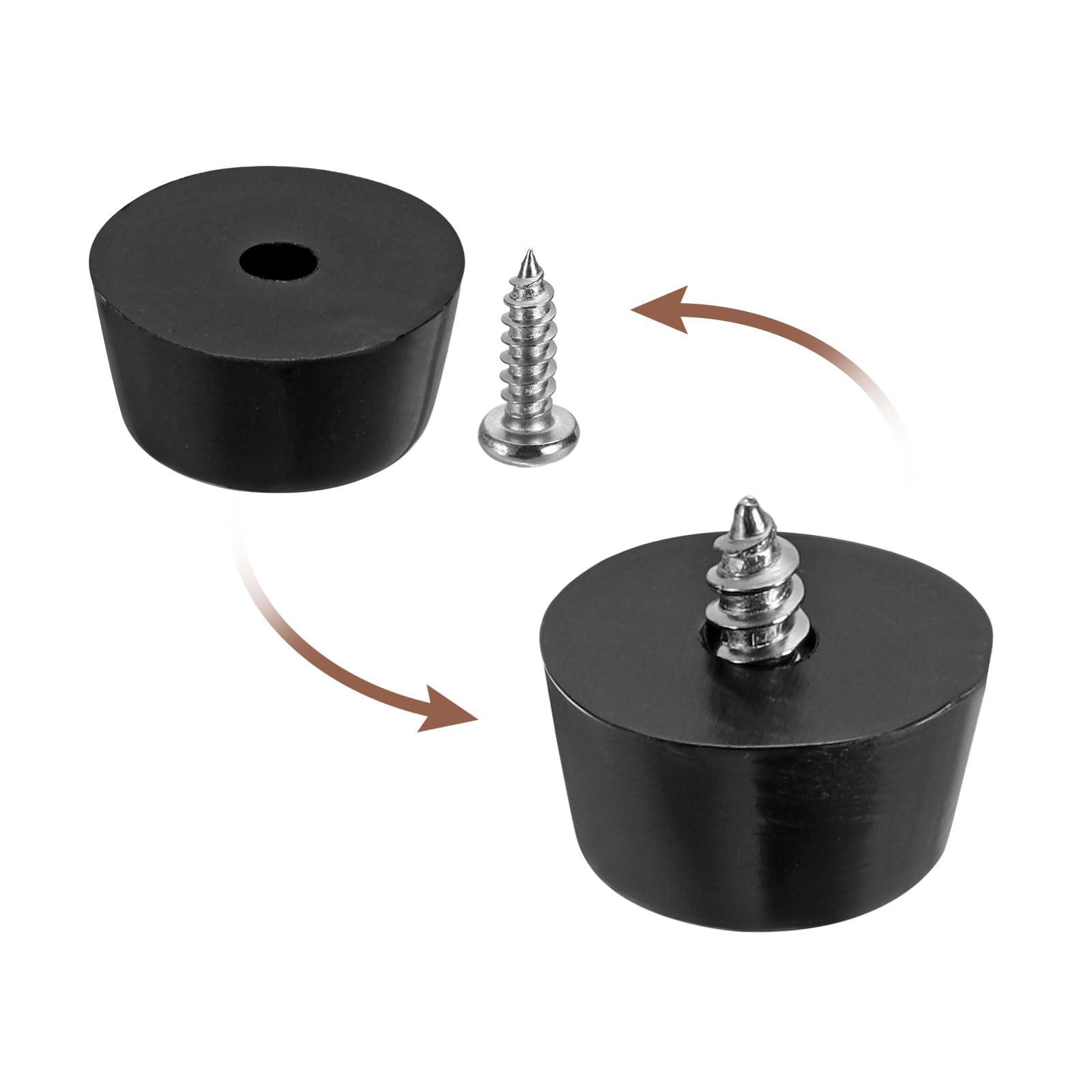 uxcell 10Pcs Rubber Bumper Feet, 0.31" H x 0.59" W Round Pads with Stainless Steel Washer and Screws for Furniture Appliances - Image 4