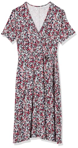 Image of Amazon Essentials Women's Short Sleeve Faux-Wrap V Neck Dress