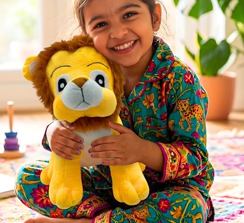 Image of Tickles Sitting Lion Soft Stuffed Plush Jungle Animal Toy for Kids Boys & Girls Birthday Gift (Size: 35 cm Color: Yellow)