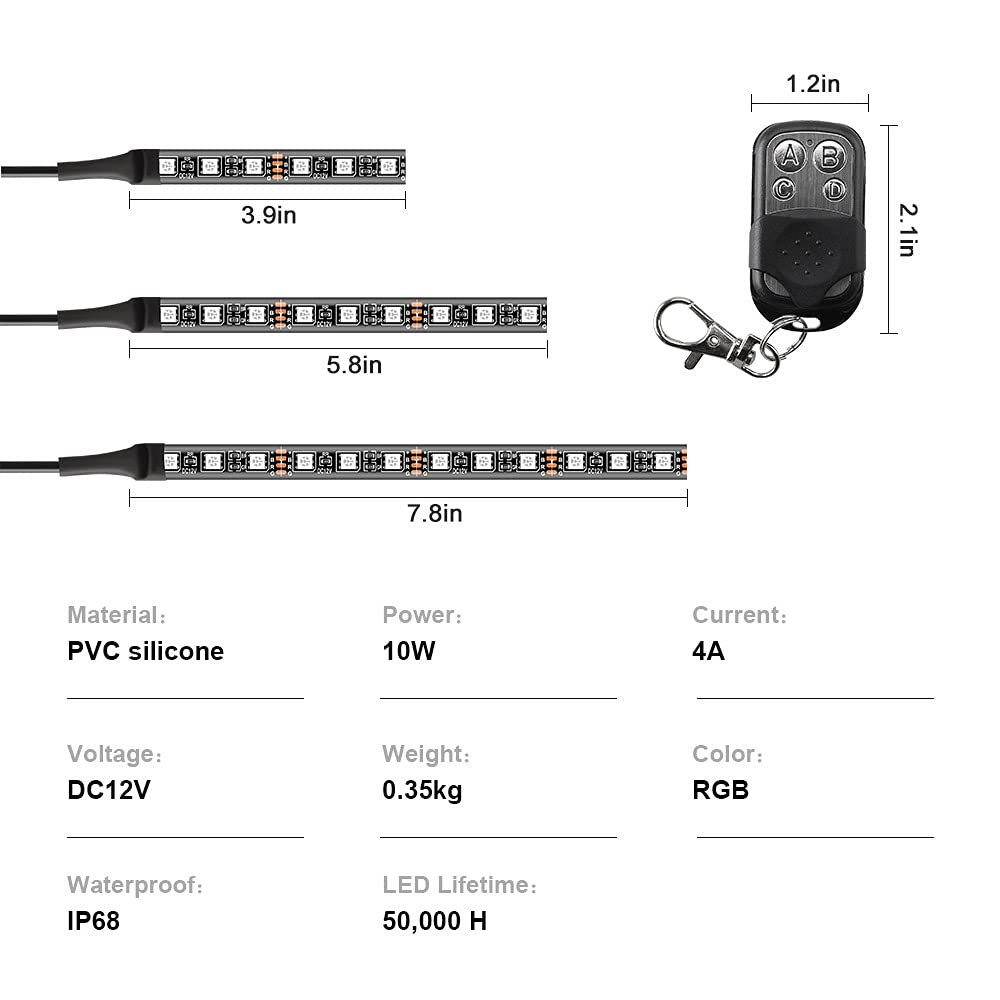6 pezzi Kit di strisce luminose a LED per moto RGB flessibile Luce al neon sotto il bagliore Telecomando senza fili per auto Harley LED Rock Light Impermeabile