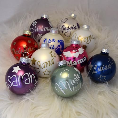 personalisierte Weihnachtskugel 6cm, 8cm oder 10cm verschiedene Farben...