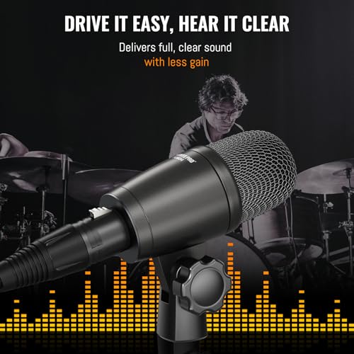 Image of Phenyx Pro PDM34 Snare Drum Mic, Cardioid Dynamic Microphone with Clip-on Microphone Clamp, Integral Stand Mount, and Long-Lasting Metal Housing