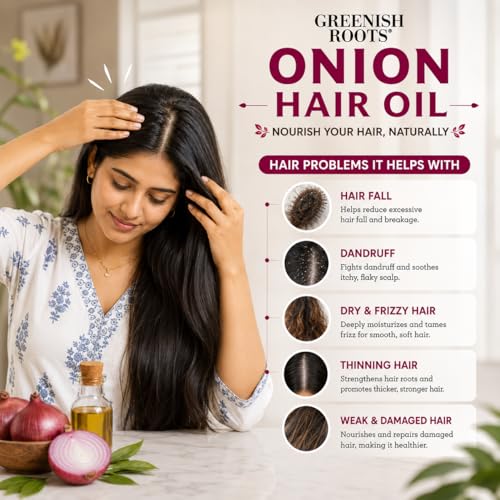 Image of Greenish Roots | Onion Hair oil | Hair growth oil | Dandruff Control | Scalp Nourishment | Suitable for All Hair Types | Boosts Hair Volume -100ml