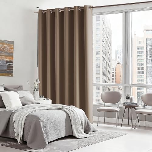 Image of RYB HOME Blackout Thermal Insulated Curtains, Portable Curtain for Sliding Glass Door /Storage /Space Room Divider, Large Window Treatment Room Divider Panel, W80 x L84, Cappuccino, 1 Panel