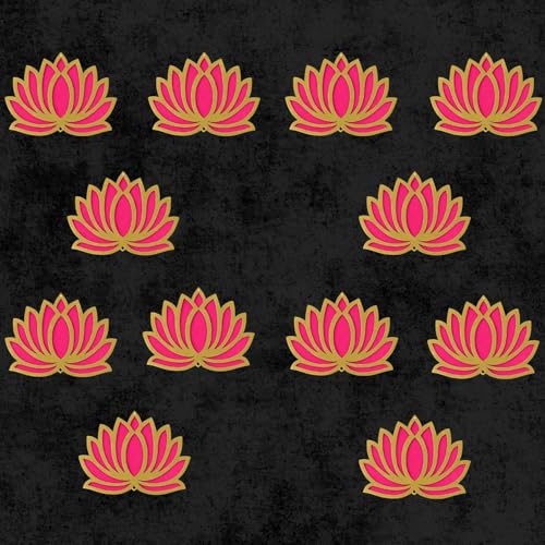 Image of ARLICORPING Wooden Lotus Wall Hanging for Festive Decoration - Diwali, Ganpati, Pooja Room, Mandir, Living Room, Door, Hall, Entrance, Spiritual Decor (Lotus - Pink, Pack of 12)