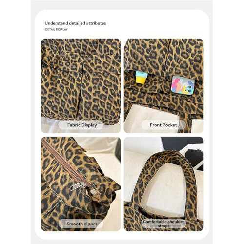 Bolso casual de mujer con estampado leopardo y múltiple bolsillo miniatura 6