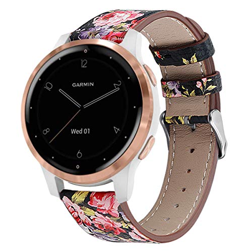 Watch Band for Garmin Vivoactive 4S 40mm, ViCRiOR 18mm Softer Genuine Leather Replacement Bracelet Bands Strap Wrist Band for Garmin Vivomove 3S/ Garmin Move 3S / Garmin Active S