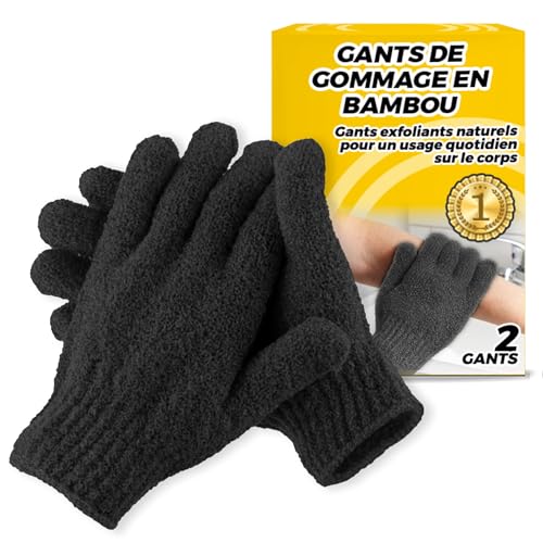 Lot de 2 gants exfoliants corporels – Éponge exfoliante pour le corps – Gant crin – Nettoyage et exfoliation – Élimine les cellules mortes, améliore la circulation, adoucit la peau – Tous types de