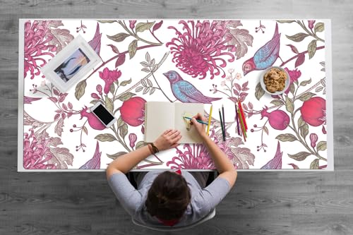 Tapis de souris protection des surfaces au design de caractère oiseaux et fleurs