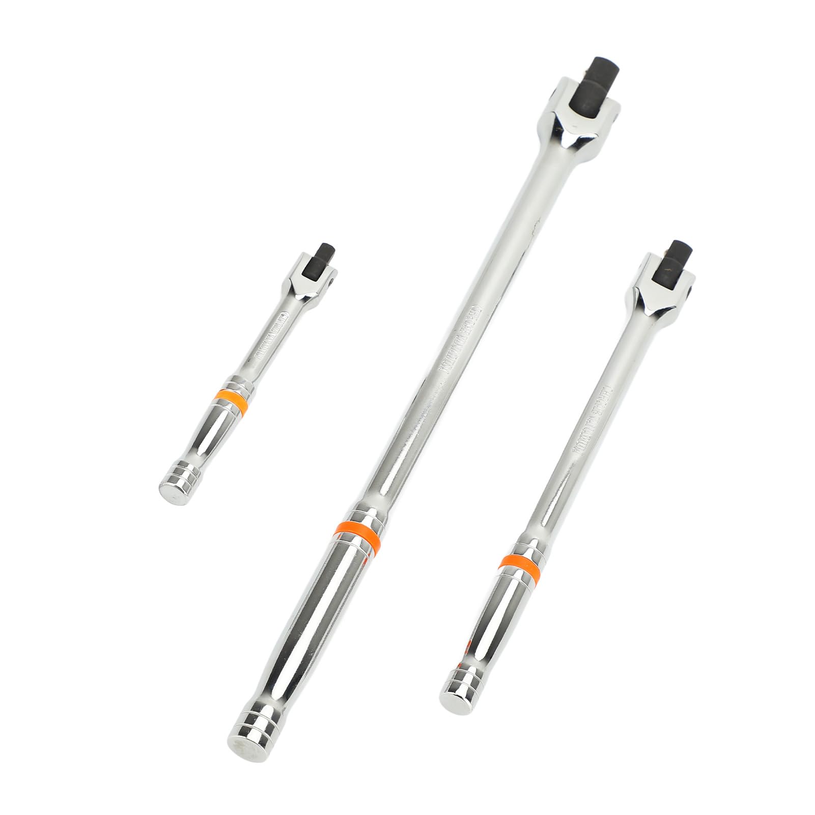 3 Pcs Heavy Duty Breaker Bar Set 1/4”, 3/8”, 1/2” Drive Socket Wrench Bars with 180° Rotatable Head, 6”, 10”