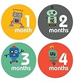 Lucy Darling Shop Monthly Baby Stickers - Baby Boy - Little Robot - Months 1-12