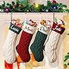 1PC Christmas Stocking Personalized Custom Embroidered Name Family Christmas Stocking 18 Inches Large Knitted Hanging Xmas Stocking for Kids