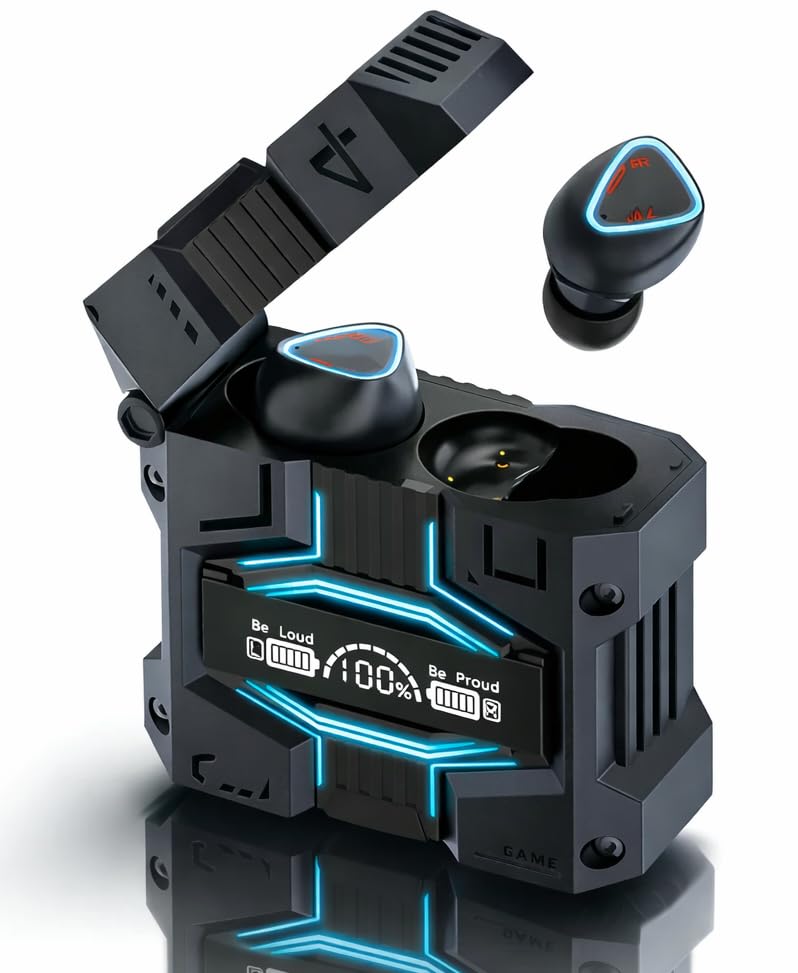 Image of Grenade Gaming Earbuds with Grenade Design. 120 Hours Playtime, Bluetooth 5.3 + ENC, 13mm HD BASS Drivers, IPX7 Sweat-Proof,Built-in Mic for Android & iOS