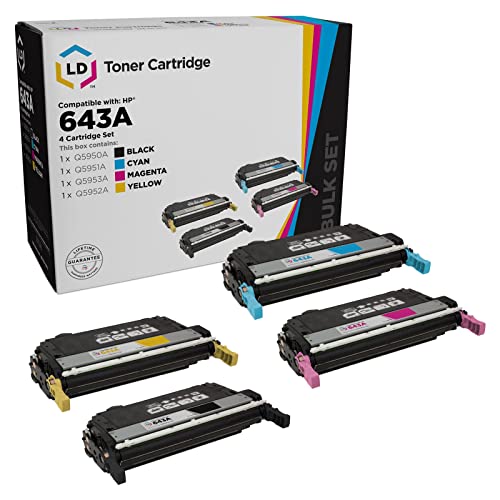 LD Compatible Toner Cartridge Replacements for HP 643A (1 Black, 1 Cyan, 1 Magenta, 1 Yellow, 4-Pack)