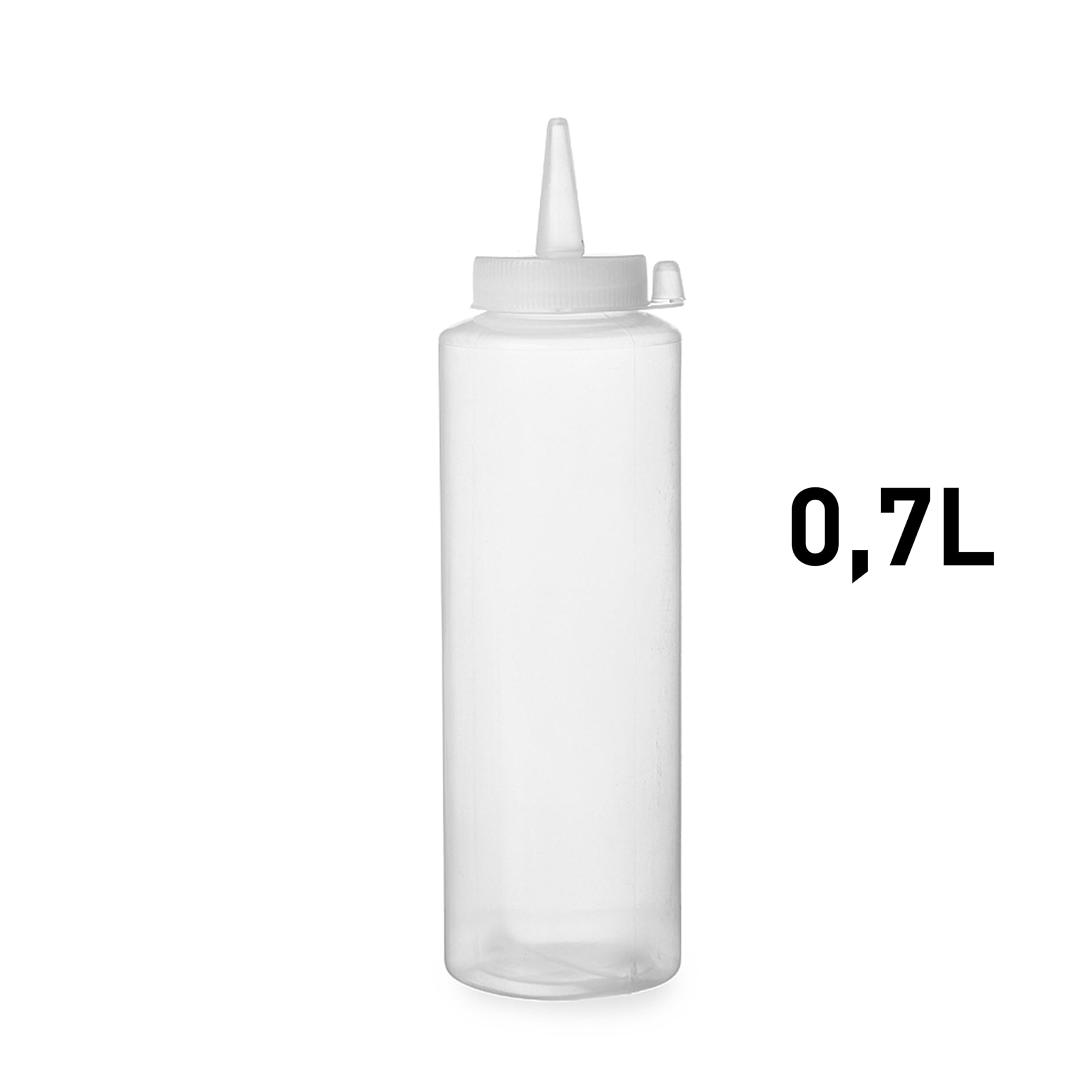 HENDI Spenderflasche, Stückzahl: 1, Easy Squeeze, für Saucen, Squeeze Flasche, Quetschflasche, Dosierflasche, 700ml, ø70x(H)240mm, Polyethylen, Polypropylen Kappe, Transparent (Packung mit 10)