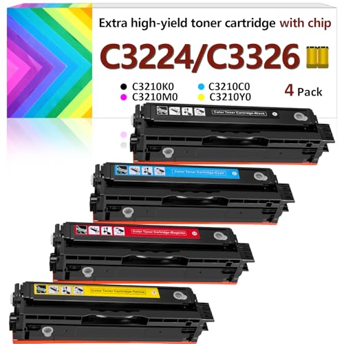 for Lexmark MC3224 MC3326 Toner Cartridges (with Chip),C3210K0 C3210C0 C3210M0 C3210Y0 Ink Cartridge for C3224dw MC3224i MC3224dwe MC3224adwe C3326dw MC3326i MC3326dwe C3426dw MC3426i Printer (4 Pack)