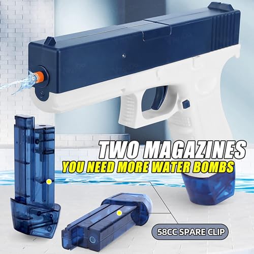 Image of VikriDA High Pressure Holi Pichkari Electric Water Gun with Free Extra Rechargeable Battery, Automatic Squirt Gun with 300CC Excellent Range 25-32 Feet with 2 Water Clip - Blue