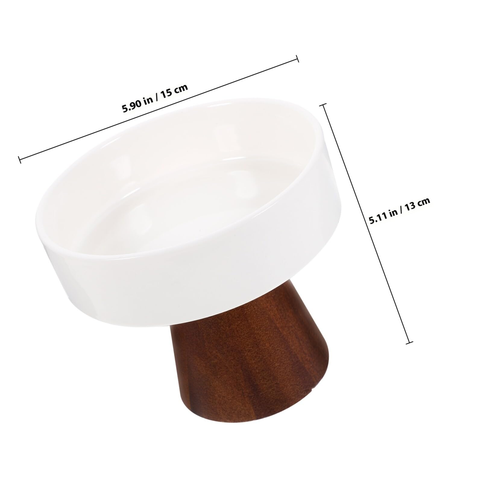 Operitacx Alzata per Torta in Ceramica con Base in Legno Bianco