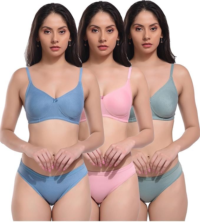qoxolyz Women's Cotton Lingerie Set with Full Coverage Bra and Hipster Panty, Non-Padded 1 Pair Lingerie Set-picture-12