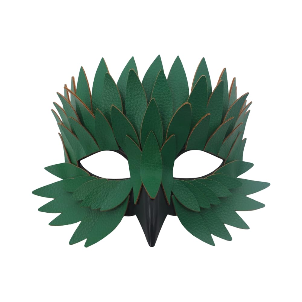 DONGKER Bird Beak Cover, Half Face Raven Cosplay Prop with Feather Texture for Halloween Masquerade Party Christmas Parties, Carnival, New Year's Eve & Fancy Dress Events