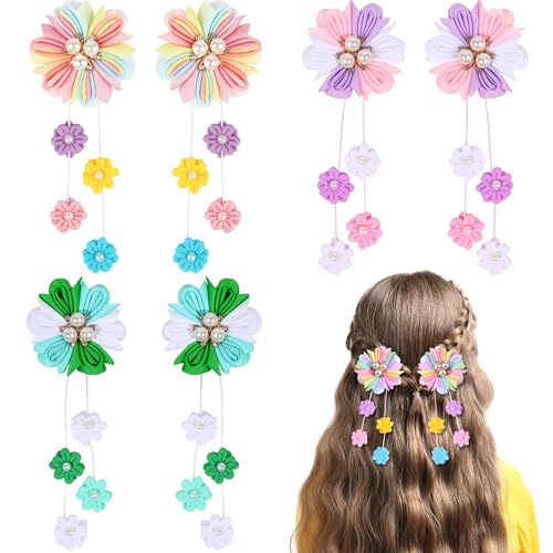 Image of 6PCS Hair Bows for Girls Cute Hair Bows for Girls, Flower Hair Accessories for Girl's Grosgrain Ribbon Bows With Alligator Clips Girl Hair Accessories for Kids Teen Toddler Women Girl