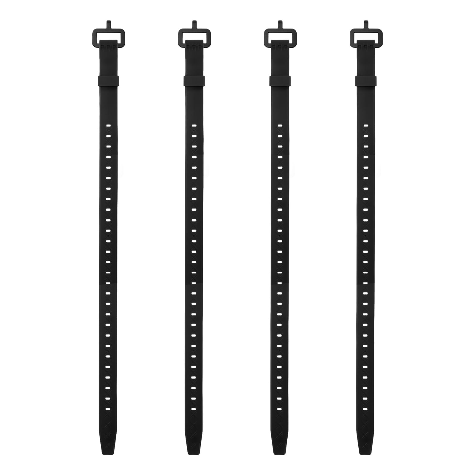4 Pcs Silicone Tie Down Strap, 35cm / 14 inch Versatile Wear Resistant Silicone Securing Strap with Black Metal Buckle for Luggage Binding Outdoor Equipment Sorting,Black — view 10