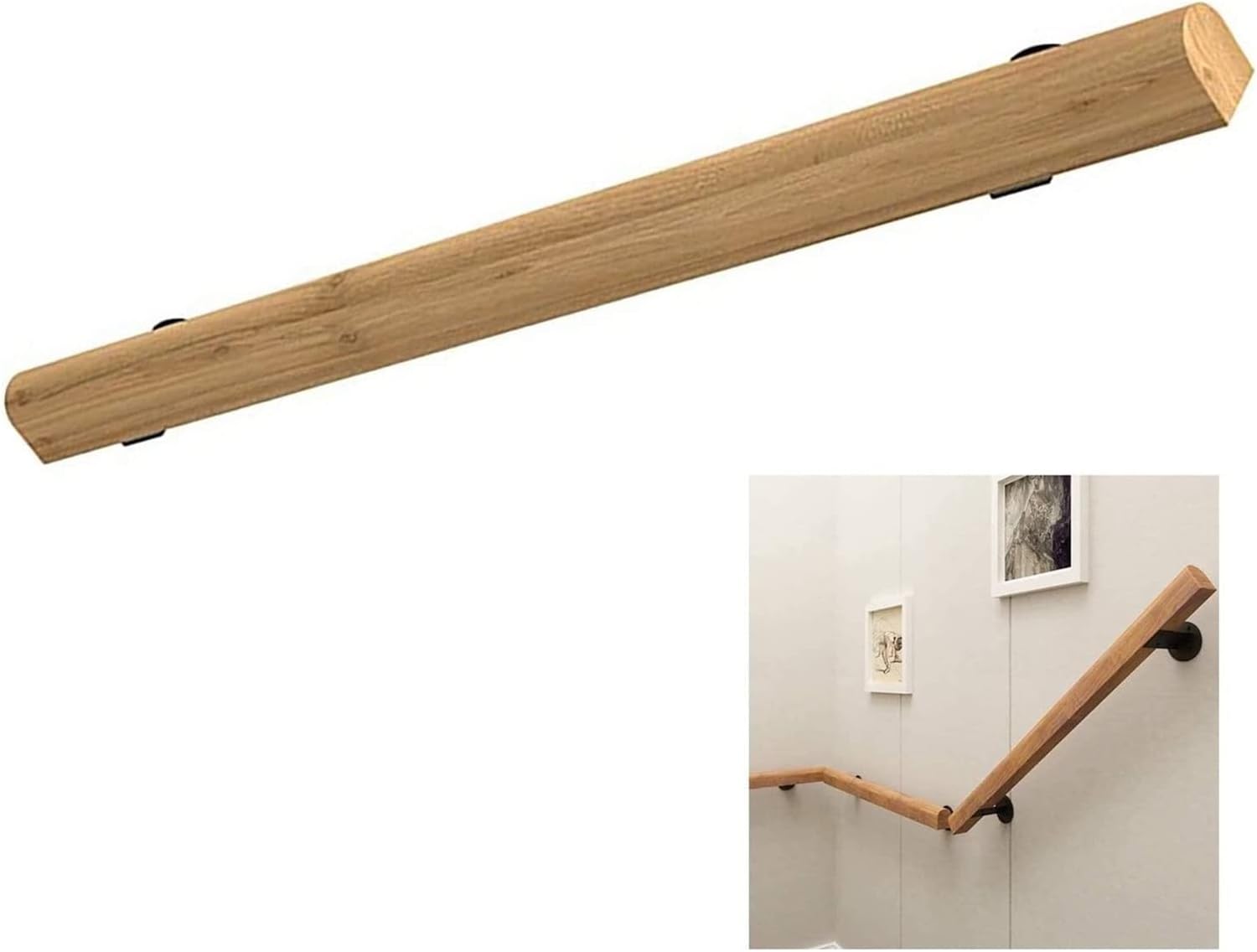 Grab Bars Wooden Handrails Complete Kit, Corridor NonSlip Stair Railings Support