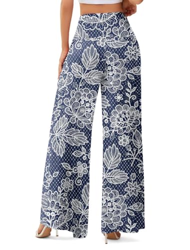JZC Women's Palazzo Lounge Pants Stretchy Wide Leg Casual Pants Comfy High Waist Flowy Pants S-3XL