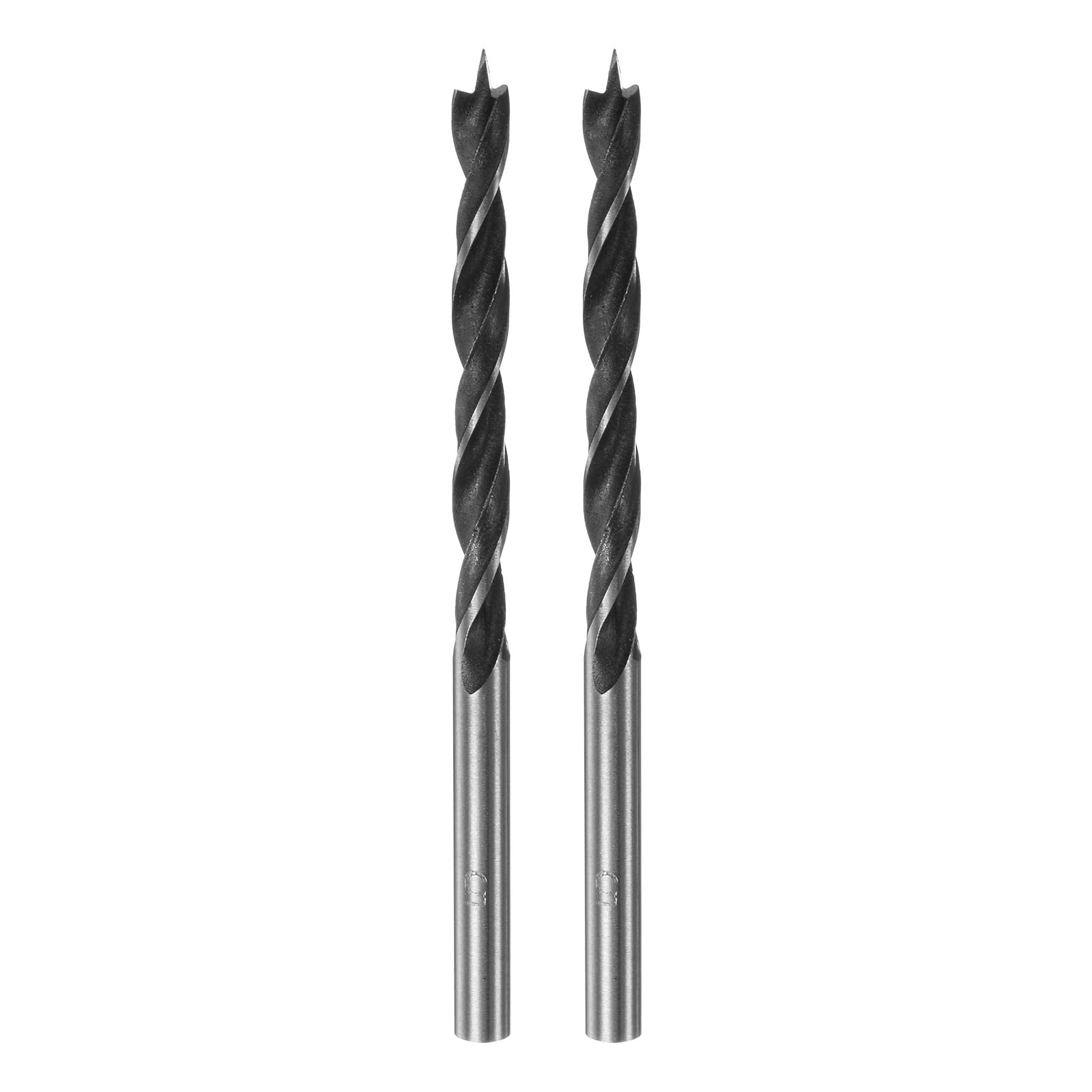 sourcing map 2pcs Brad Point Drill Bits 5mm(13/64") Dia Straight Steel Round Shank Drill Metric Brad Point 2" Drilling Depth Spiral Twist Drill Bits for Carpenter Woodworking Plastic Rubber