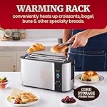 Elite Gourmet ECT-3100 Long Slot 4 Slice Toaster, Reheat, 6 Toast Settings, Defrost, Cancel Functions, Built-in Warming Rack, Extra Wide Slots for Bagels & Waffles, Stainless Steel & Black - Image 5