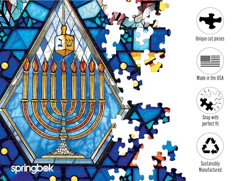 Springbok Star of David Puzzle Redondo de 500 Piezas para Adultos | Rompecabezas Hannukah con Piezas de Corte Único, Hecho en USA, Materiales Ecológicos con Estrella de David en Vidrio Templado miniatura 3