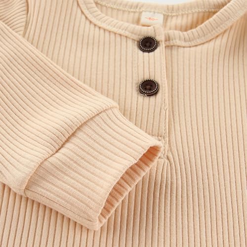 Baby Boy Girl Romper 2 Pack Long Sleeve Button Jumpsuit Cotton Unisex Infant Baby Clothes for 0-24 Months4