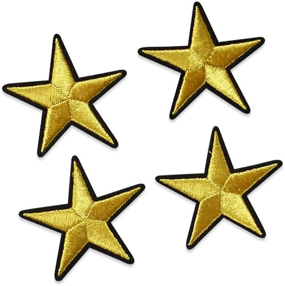 Expo International Star Lg 2.25" Iron Gold 4pc Parches/Apliques