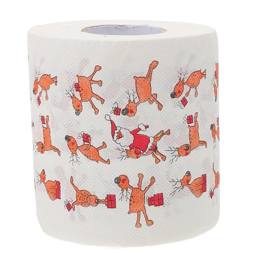 FRCOLOR Carta Igienica Natalizia Motivo Calzini di Natale Rotolo di Carta Igienica Decorativa per Bagno Articoli per Casa e Decorazioni Natalizie