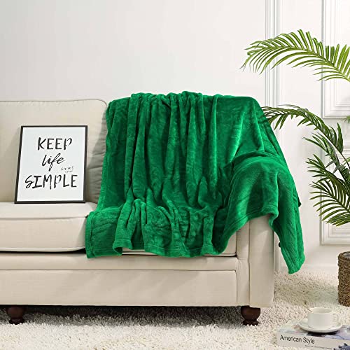 Image of NANPIPER Fleece Blankets, Super Soft Flannel Fuzzy Blanket for Couch, Luxury Cozy Lightweight Microfiber Dog Blanket-Throw Size,Emerald Green