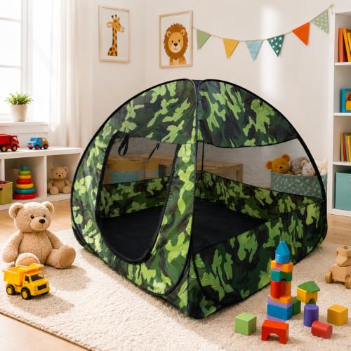 Image of Jungle Printed Play House Foldable Kids Play Tent for Boys & Girls |Lightweight and Portable | Without Balls|Foldable Tent House for Kids Activity Indoor Outdoor (Brown-Black)